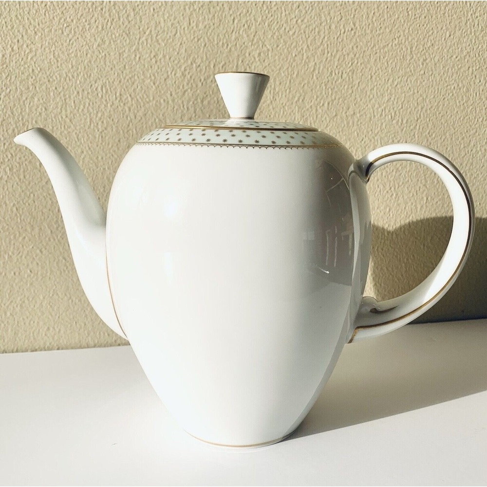 ROYAL BAYREUTH Teapot White Blue Gold Star Celestial Porcelain Holiday Tea Party